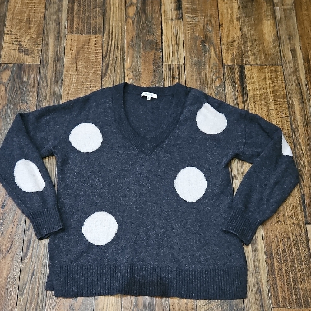 Madewell Women's Dark Gray Polka Dot Sweater.‎ Size M.